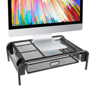 Mesh monitor riser HMS08 with pull out drawer and organizer