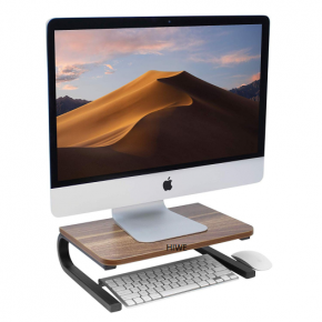 Wooden metal monitor and laptop riser,Transparent Tempered Glass Monitor Riser with metal legs HMS03C - copy